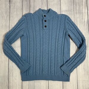 Gymboree Boys Blue Cable Knit Henley Sweater Size 12